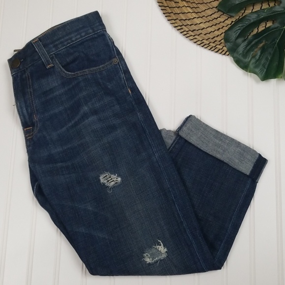 Current/Elliott distressed boyfriend cropped jeans - Picture 2 of 8